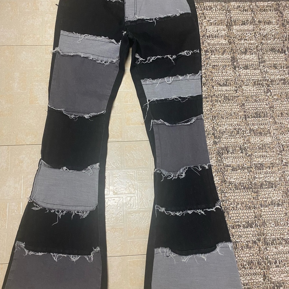 Stylish Black and Gray Patchwork Women Jeans